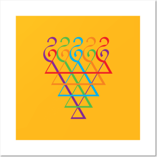 Indian Symbol of Knowledge and Wisdom Saraswati Yantra colorful Flat Design Posters and Art